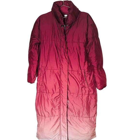 BUSAYO COLLECTIVE Women's Red Purple Ombré Parka Wine Jacket Size Small - Picture 1 of 12